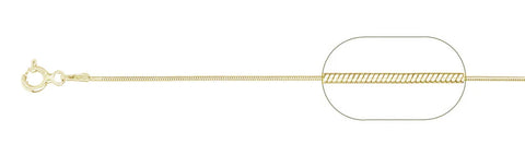 015-.9MM Yellow Gold Plated Snake Chain .925 Solid Sterling Silver Available In 16"- 22" Inches