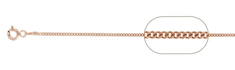 030-1.3MM Rose Gold Plated Curb Chain .925 Solid Sterling Silver Available In 16"- 22" Inches