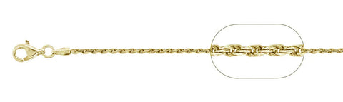 035-1.6MM Yellow Gold Plated Rope Chain .925 Solid Sterling Silver Available In 7"- 30 " Inches