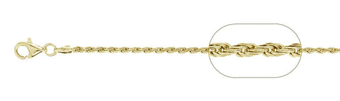 040-2MM Yellow Gold Plated Rope Chain .925 Solid Sterling Silver Available In 7"- 30 " Inches