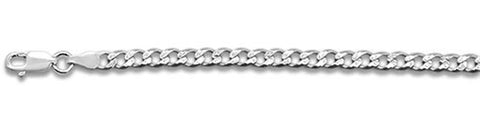 100-4MM Pave Curb Chain .925 Solid Sterling Silver Available In 7"- 30" Inches