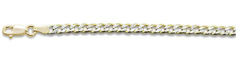 100-4MM Yellow Gold Plated Pave Curb Chain .925 Solid Sterling Silver Available In 7"- 32" Inches