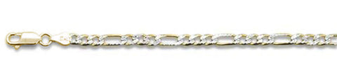 100-4MM Yellow Gold Plated Pave Figaro Chain .925 Solid Sterling Silver Available In 7"- 32" Inches NEW