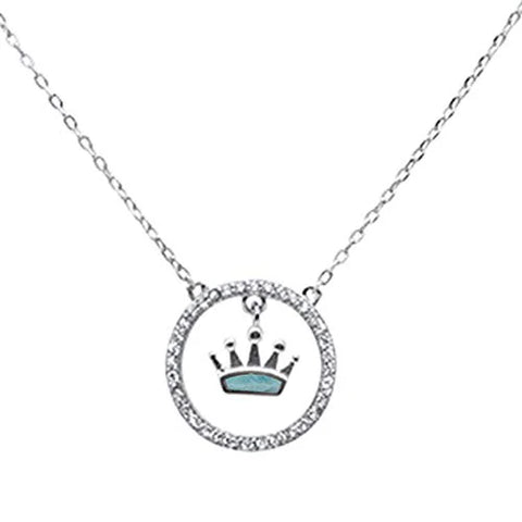 Natural Larimar Dangling Crown .925 Sterling Silver Pendant