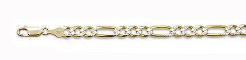 150-6.2MM Figaro Yellow Gold Plated With Pave Chain .925 Solid Sterling Silver Sizes 8"-28" NEW