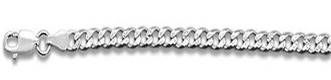 150-6MM Pave Curb Chain .925 Solid Sterling Silver Available In 8"- 30" Inches