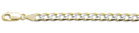 150-6MM Yellow Gold Plated Pave Curb Chain .925 Solid Sterling Silver Available In 8"- 32" Inches