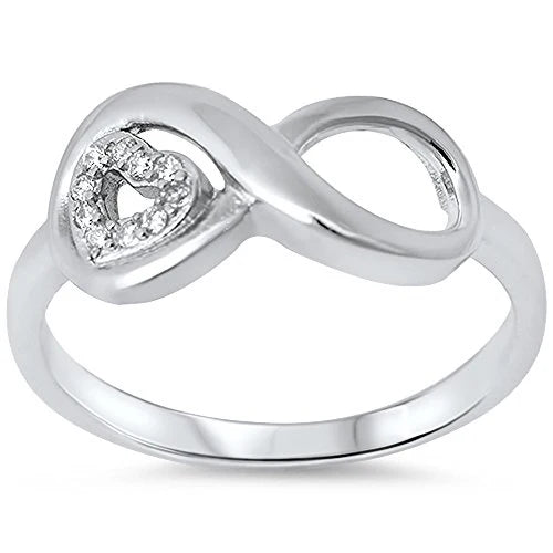 Infinity Cz Heart .925 Sterling Silver Ring