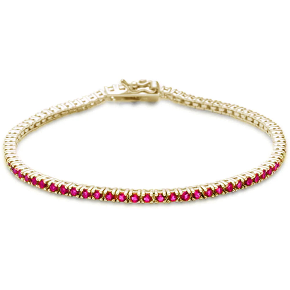 1.77ct G SI 14K Yellow Gold Natural Ruby Tennis Bracelet 7"