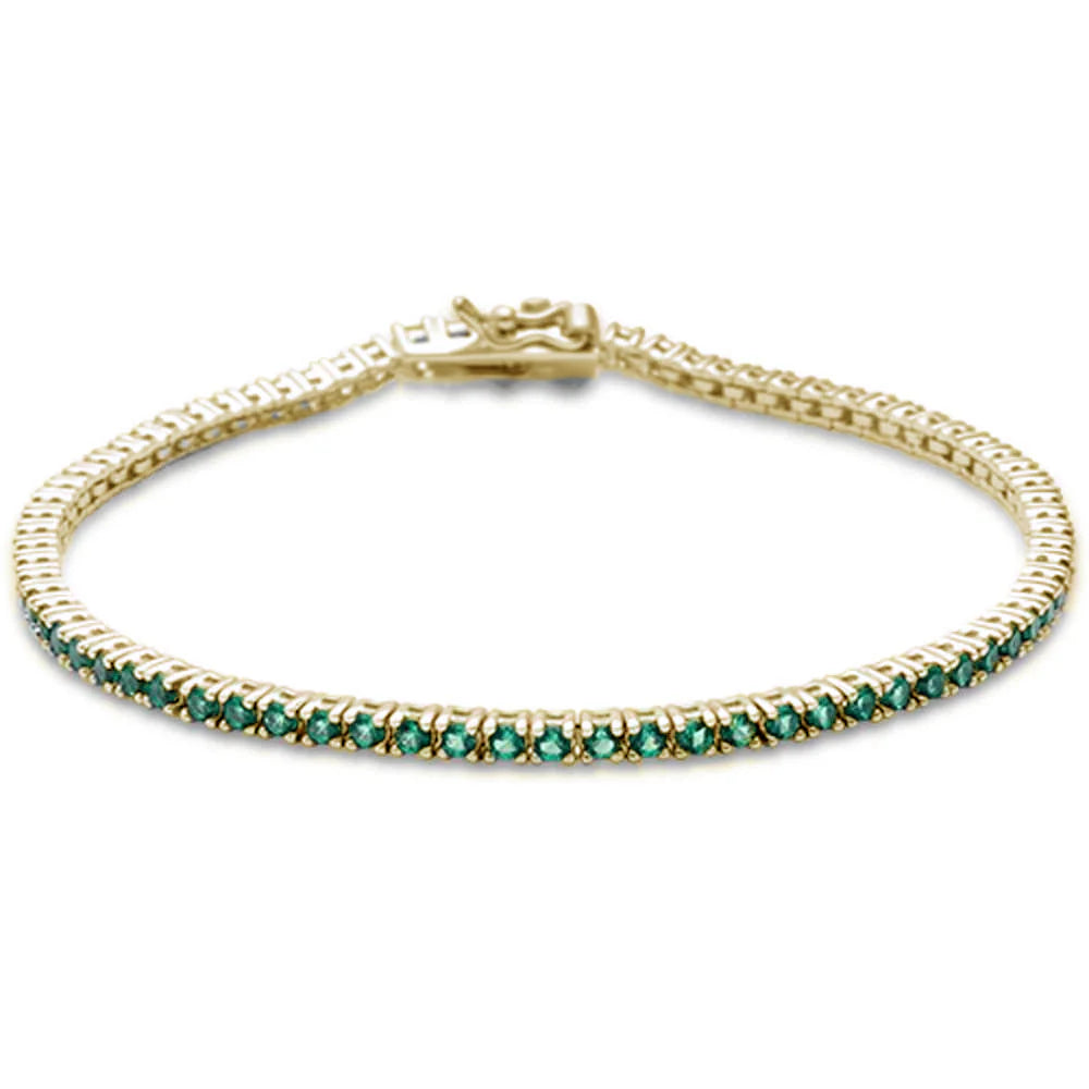 1.21ct 14K Yellow Gold Natural Emerald Tennis Bracelet 7"