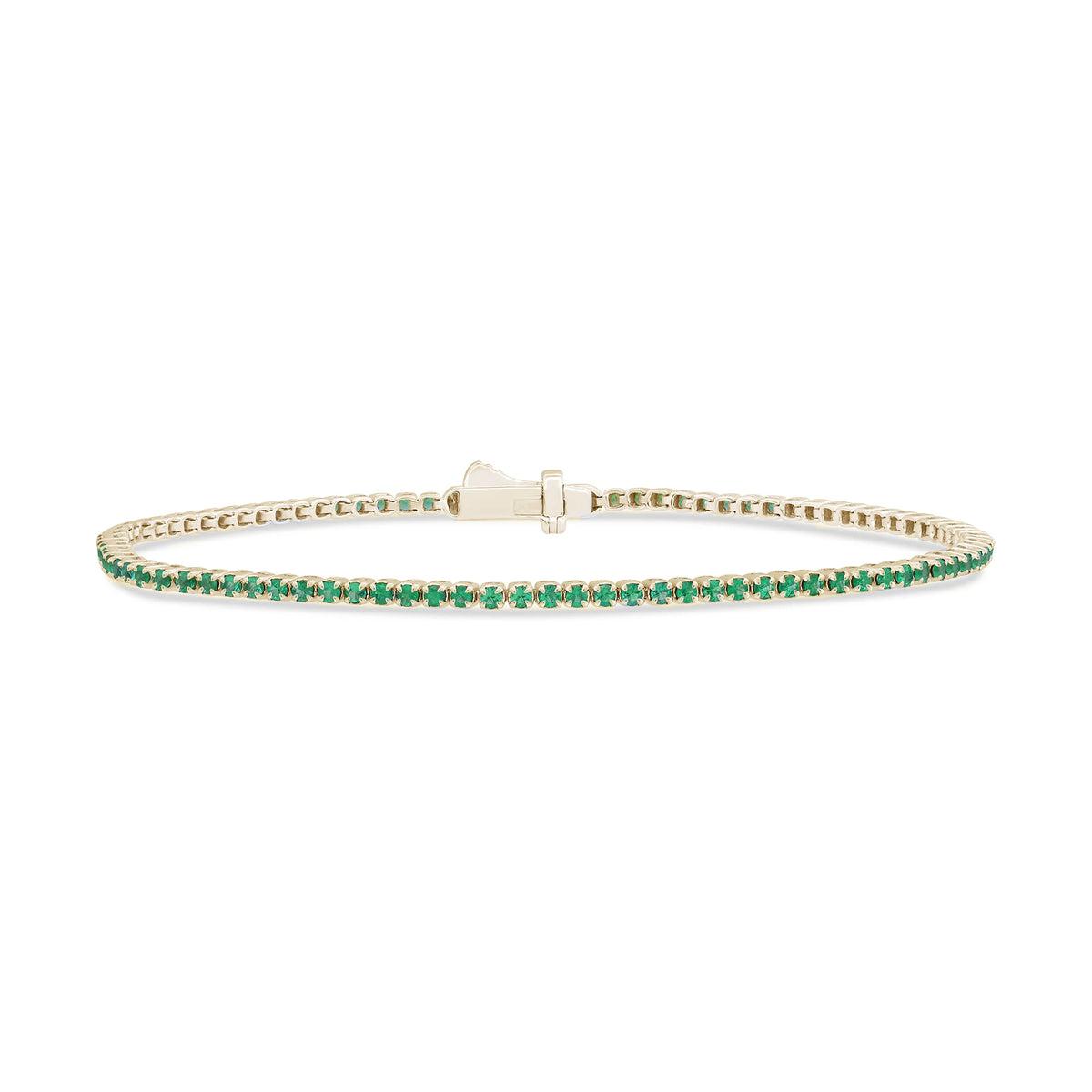 1.10ct 14K Yellow Gold Natural Emerald Tennis Bracelet 7"