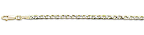 080-3MM Yellow Gold Plated Pave Curb Chain .925 Solid Sterling Silver Available In 7"- 30" Inches