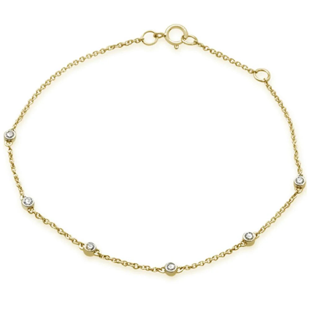 .15ct 14KT Gold Diamond By The Yard Station Bracelet