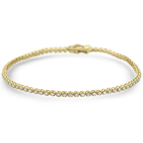 .88ct 14KT Yellow Gold Trendy Diamond Tennnis Bracelet 7"