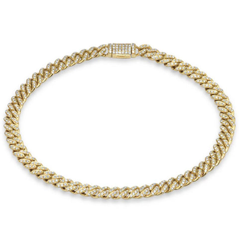 5mm .71ct G SI 14K Yellow Gold Diamond Round Cuban Bracelet 7"