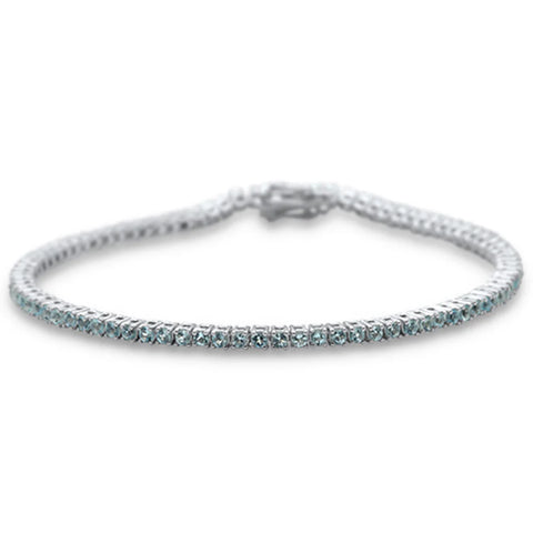 1.79ct 14K White Gold Natural Aquamarine Gemstone Tennis Bracelet 7"