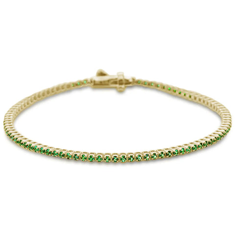 1.10ct 14K Yellow Gold Natural Emerald Tennis Bracelet 7"