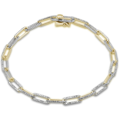 .81ct G SI 14K Yellow Gold Diamond Paperclip Bracelet 7" Long