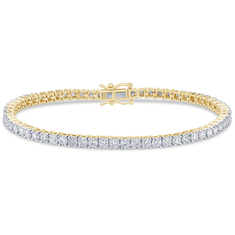 4.02ct 14KT Yellow Gold Diamond Tennis Bracelet 7"