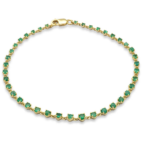 1.50ct G SI 14K Yellow Gold Natural Emerald Gemstones Bracelet 7.5" Long