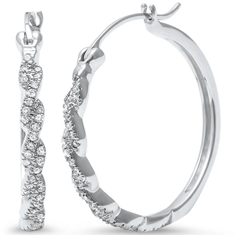 .20ct 14k Round Diamond Twisted Infinity Hoop Earrings