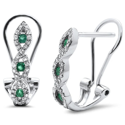 .39ct 10k White Gold Emerald & Diamond Infinity Earrings