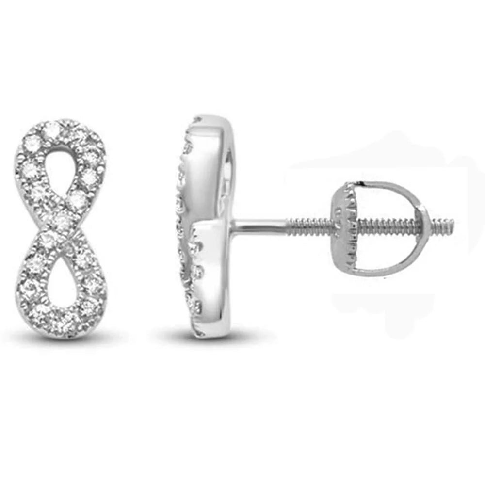 .17ct 14k White Gold Diamond Infinity Style Earrings