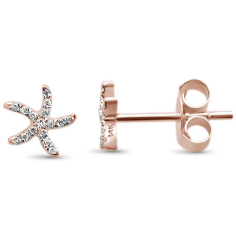 .07ct 14KT Gold Starfish Trendy Diamond Stud Earrings