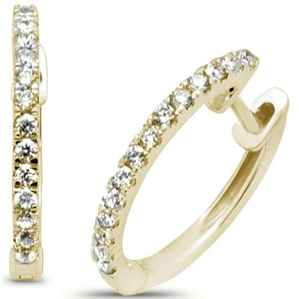 .22ct 10kt Gold Diamond Hoop Huggie Earring