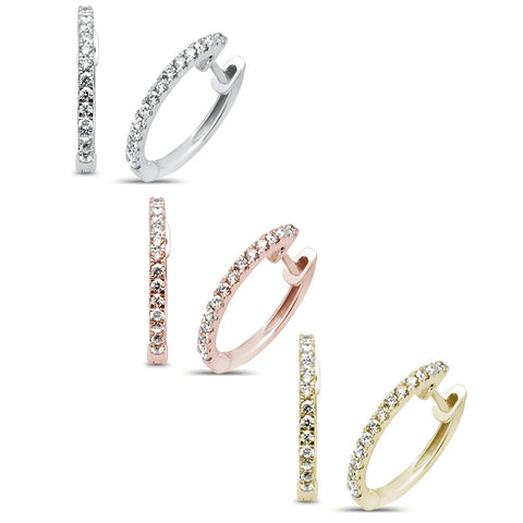 .22ct 10kt Gold Diamond Hoop Huggie Earring