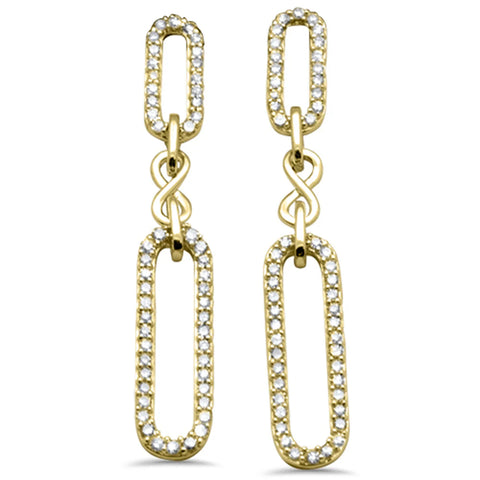 .50ct G SI 14K Yellow Gold Round Diamond Paperclip Infinity Dangling Earrings