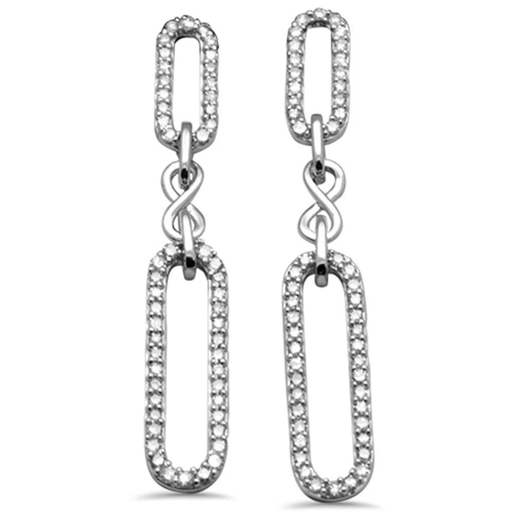 .50ct G SI 14K White Gold Diamond Paperclip Infinity Dangling Earrings