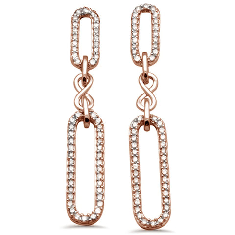 .47ct G SI 14K Rose Gold Diamond Paperclip Infinity Dangling Earrings