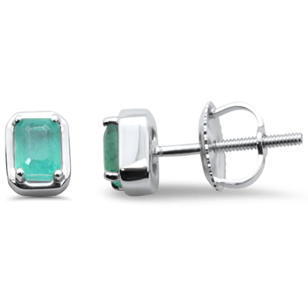 .40ct G SI 14K White Gold Emerald Gemstone Stud Earrings