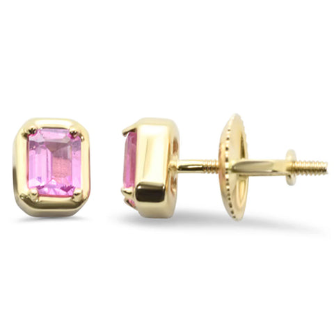 .42ct G SI 14K Yellow Gold Pink Sapphire Stud Earrings