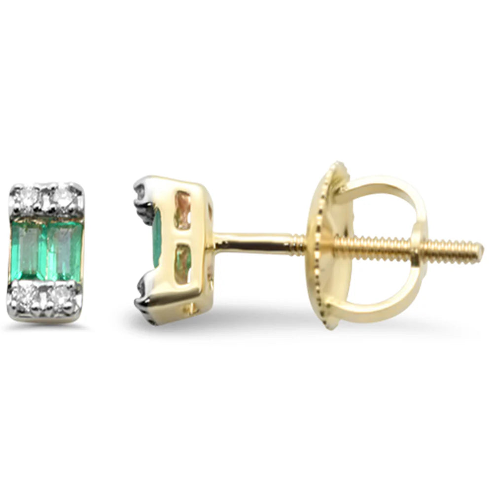 .17ct G SI 14K Yellow Gold Diamond & Emerald Gemstones Earrings