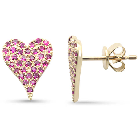 .51ct G SI 14K Yellow Gold Ruby Gemstones Heart Earrings