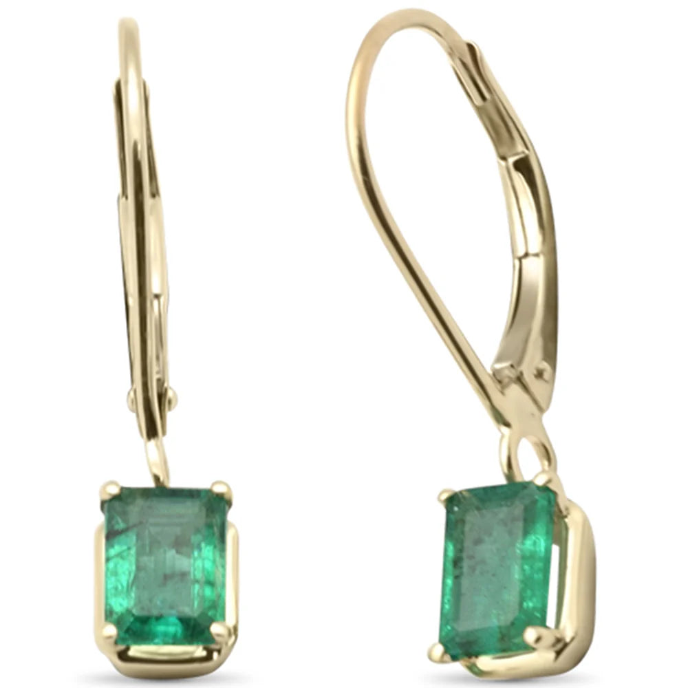 .86ct G SI 14K Yellow Gold Emerald Gemstones Hoop Earrings Lever Backings