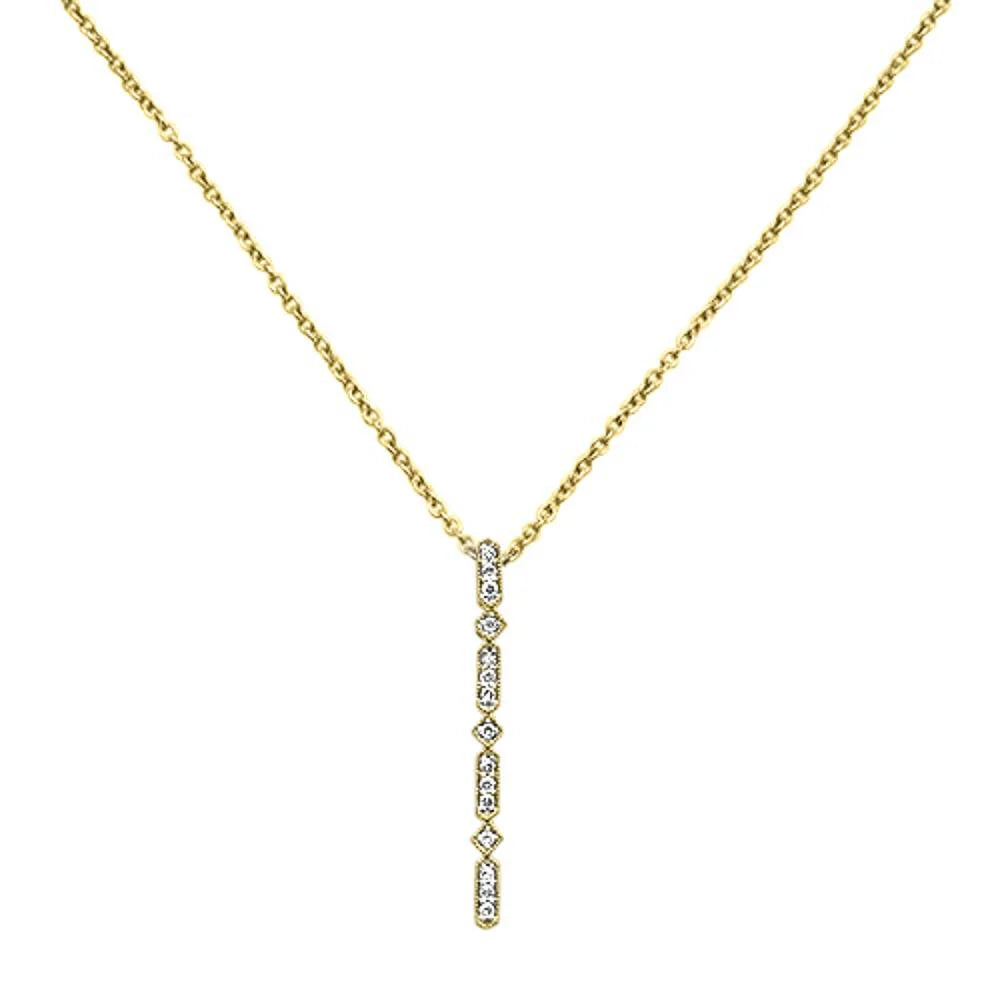 .08ct 14k Yellow Gold Diamond Lariat Drop Modern Pendant Necklace 18" Long