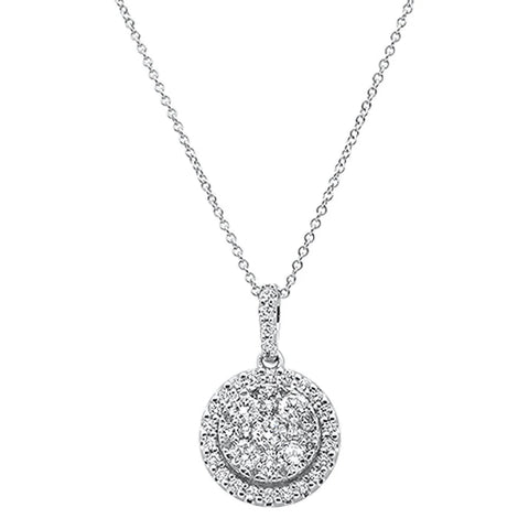 .76ct 14k White Gold Round Diamond Pendant Necklace 18" Long