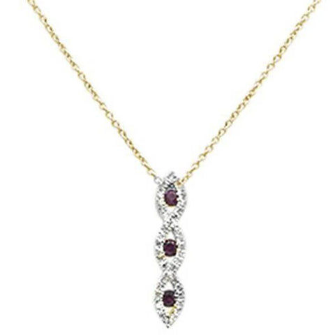 ! .28ct 14k Yellow Gold Diamond & Ruby Pendant Necklace 18" Long