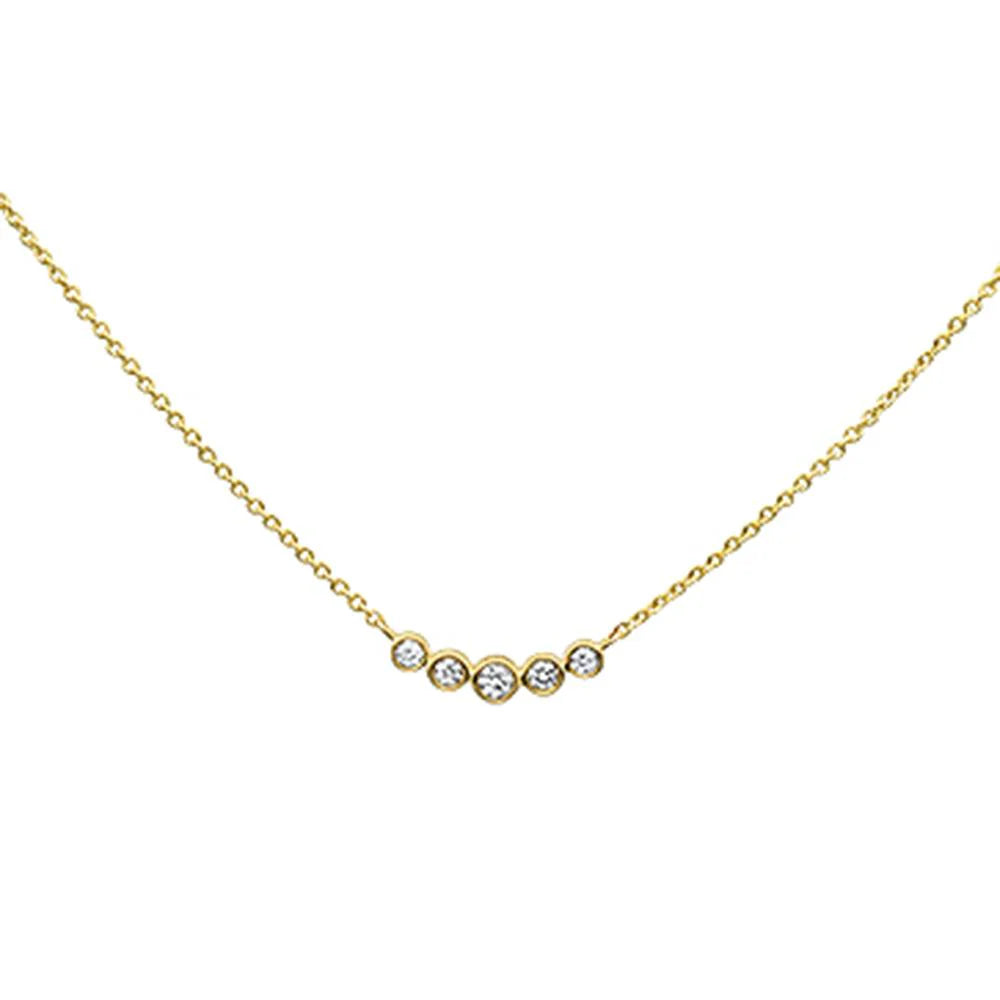 .23ct 14K Yellow Gold Diamond 5 Stone Pendant Necklace 18" Long