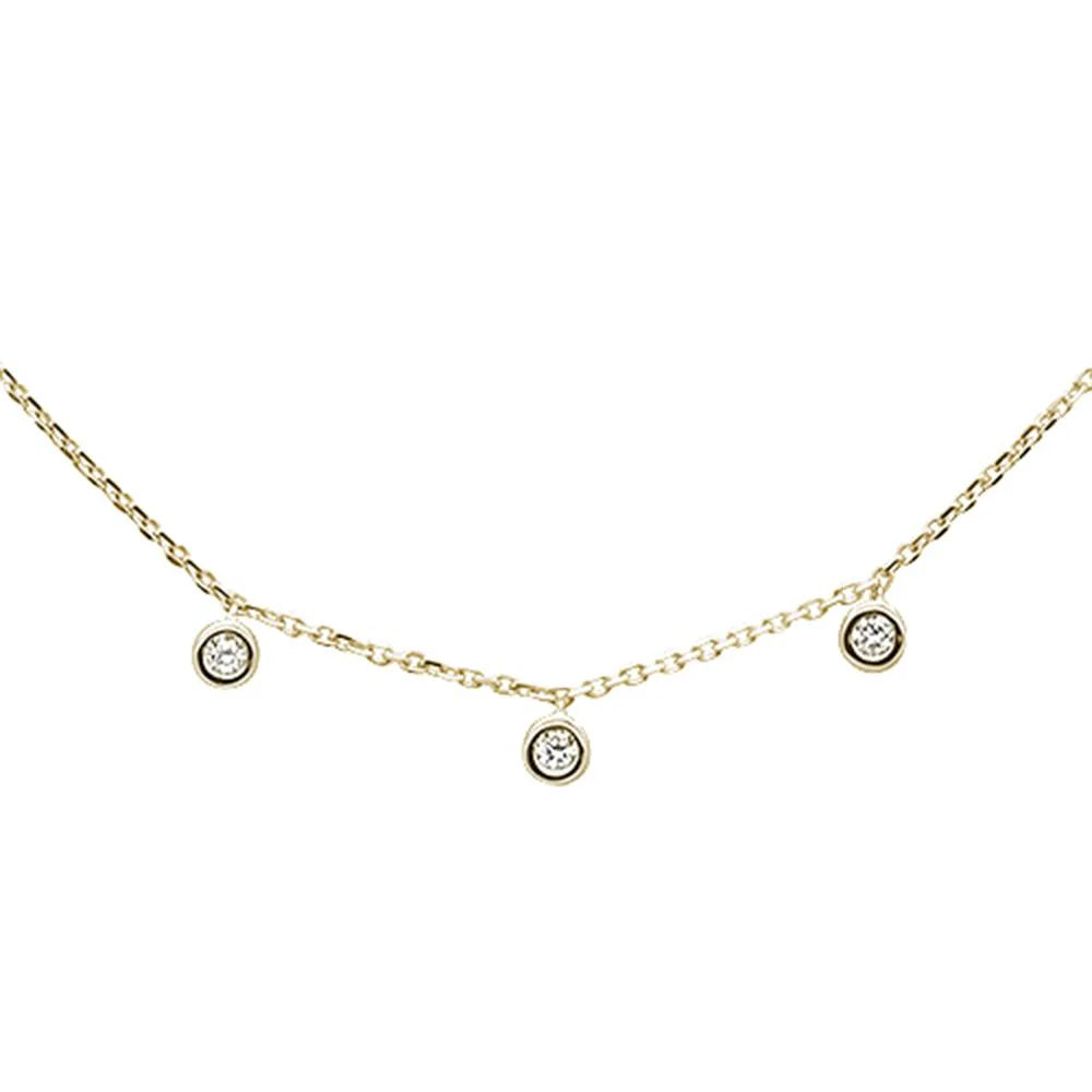 .07ct 14k Yellow Gold Diamond Station Bezel Necklace 18"