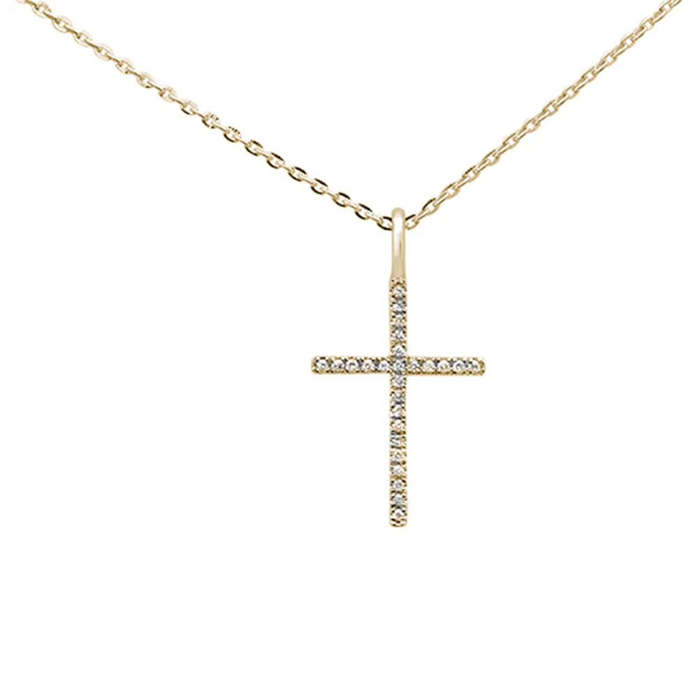 .06ct 14kt Yellow Gold Diamond Cross Pendant Necklace