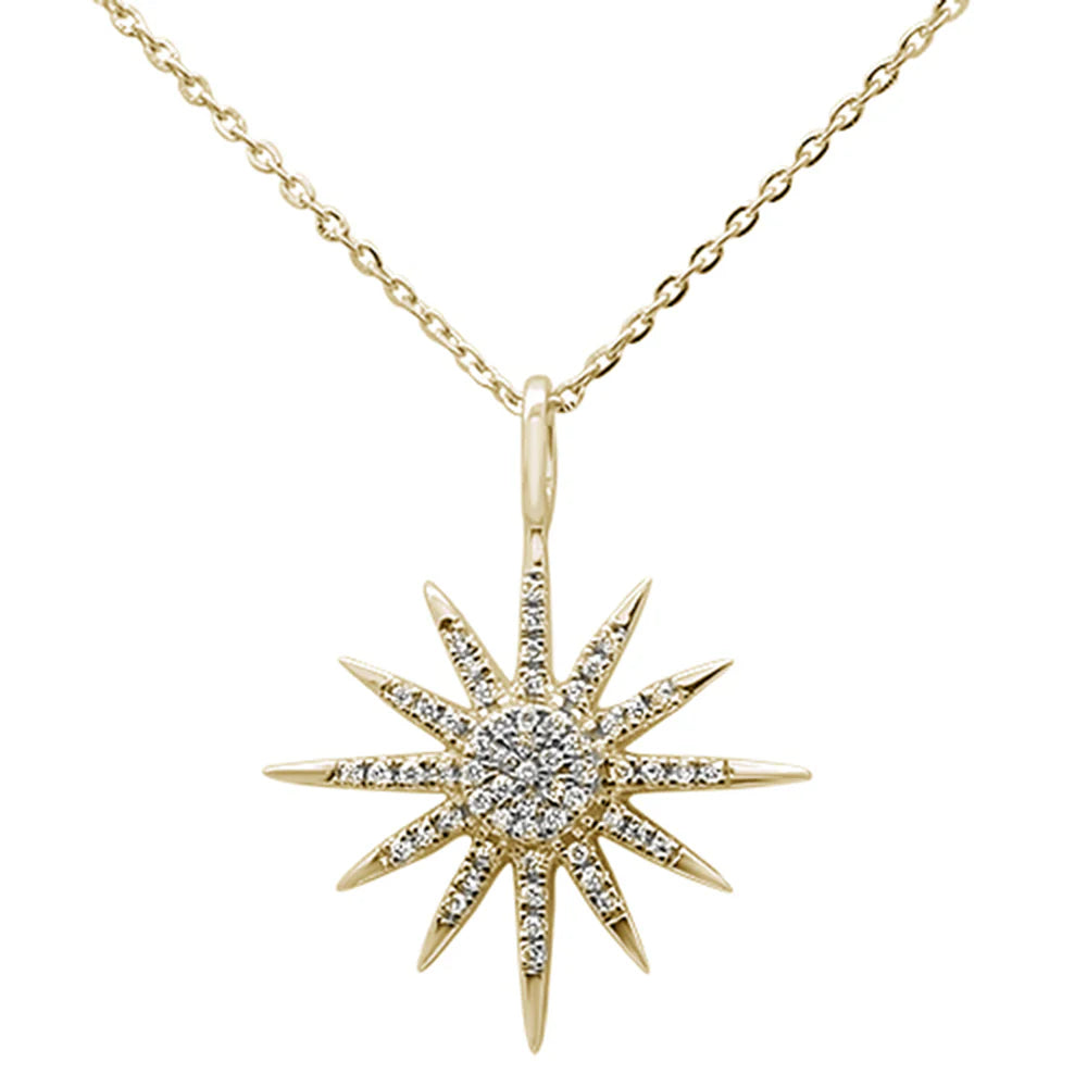 11ct 14kt Yellow Gold Trendy Starburst Pendant Necklace 16"+2" Ext