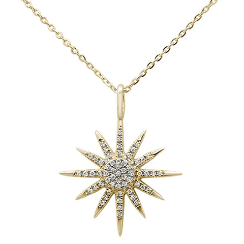 11ct 14kt Yellow Gold Trendy Starburst Pendant Necklace 16"+2" Ext