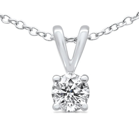 .33ct G SI 14K White Gold Diamond Solitaire Pendant Necklace 18" Long