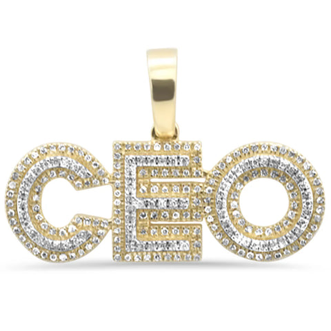 .35ct G SI 10K Yellow Gold Diamond Hip Hop Iced Out "CEO" Charm Pendant