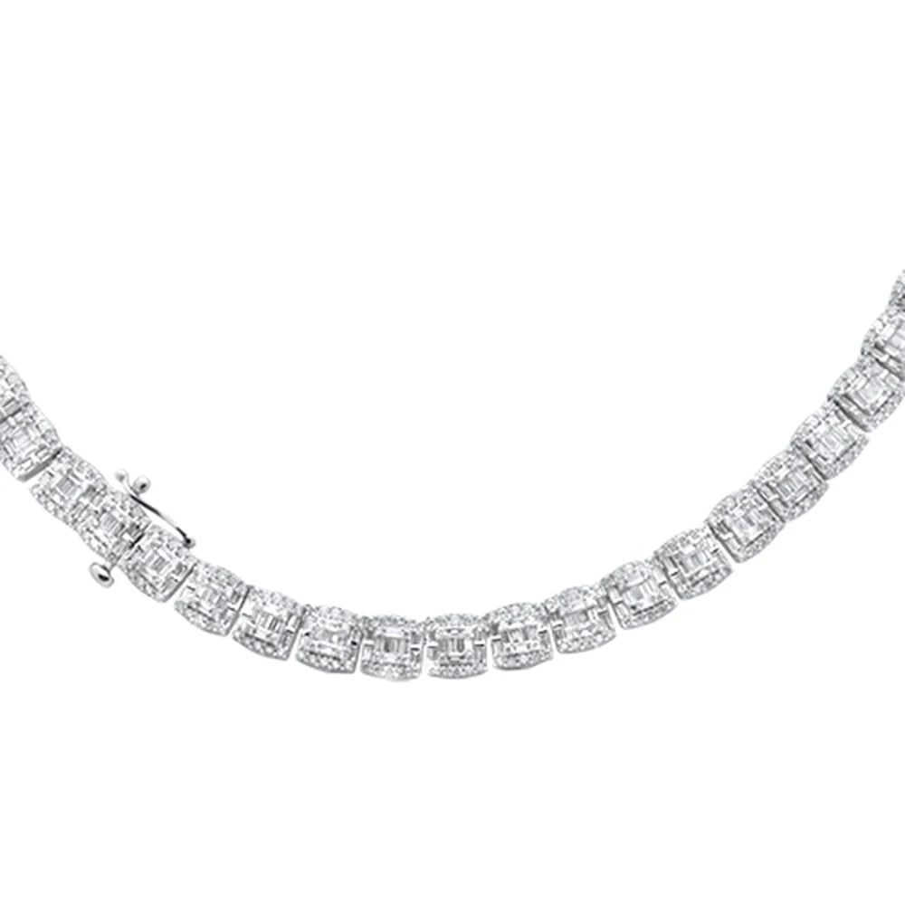 7MM 15.45ct G SI 14K White Gold Baguette & Round Diamond Tennis Necklace 22"