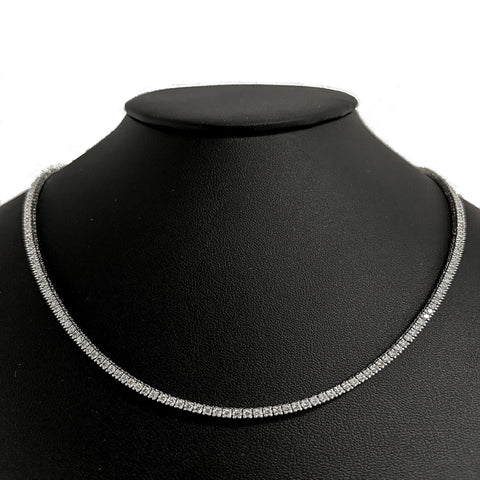 4.34ct G SI 14K White Gold Diamond Tennis Necklace 16" Long